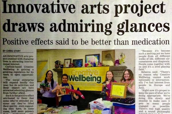 Local newspaper article about how creativity can be more effective than medication