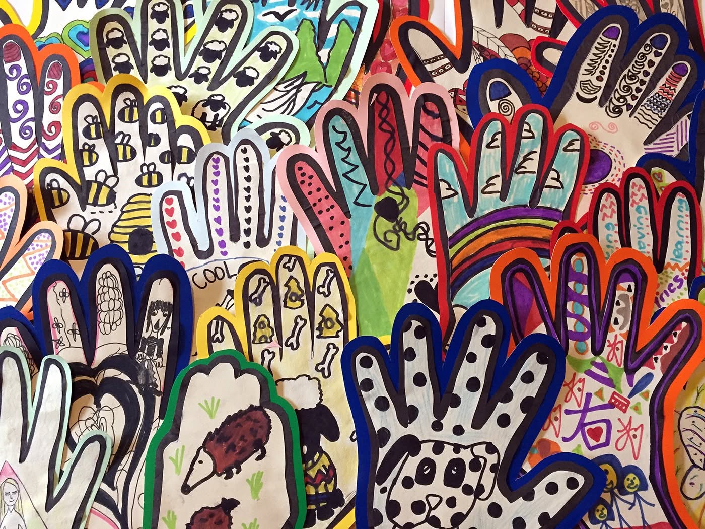 Helping Hands colourful paper hands